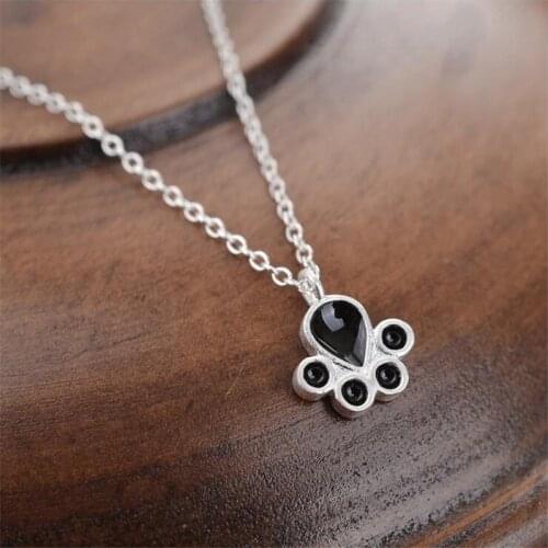 Creative Popular 925 Sterling Silver Jewelry Temperament Cute Cat Foot Fashion Cat Claw Drop Simple Pendant Necklace H306