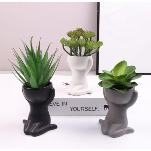 Creative humanoid ceramic flowerpot handicraft home decoration products vase plant pots plant pot