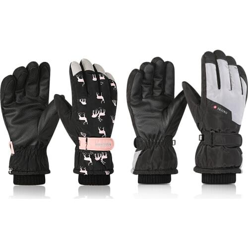 Ski Warmth And Velvet Padded Gloves Palm Anti-slip Particles Increase Sports Safety Factor Winter Riding Warm Gloves