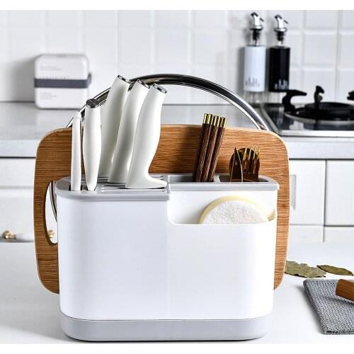 Multifunctional knife holder, cutting board, integrated storage rack for kitchen supplies, cutting board, chopsticks, pot cover