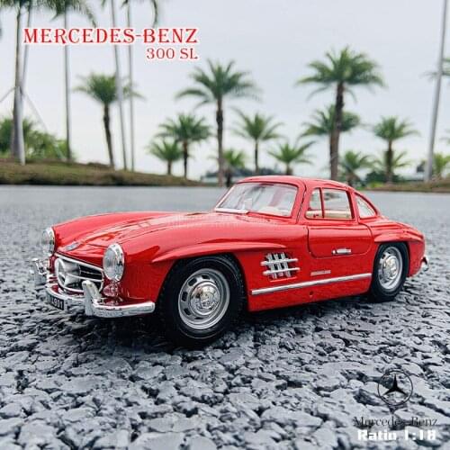 Bburago 1/18 1954 Mercedes-Benz 300SL Red Alloy Retro Car Model Classic Car Model Car Decoration Collection gift Die casting