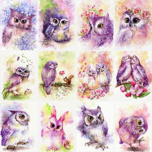 MomoArt Diamond Mosaic Animal Diamond Painting Owl Cross Stitch Kits Embroidery Flower DIY Needlework Beaded Decor For Home