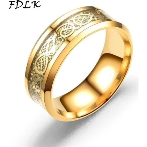 Fashion Men Ring Dragon Stainless Steel Finger Ring For Men Wedding Engagement Anniversary Birthday Gift
