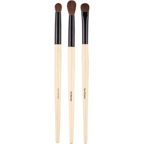 3 Pcs Eyeshadow Makeup Brushes Set Natural Horse Hair Eye Beauty Kit Eye Shadow Crease Smudge Highlight Blending Makeup Tools