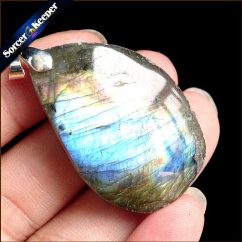 Real Natural Gray Moonstone Raw Gem Stone Ornament Handicraft Rainbow Labradorite DIY Crystal Pendant Necklaces for Gift TS603