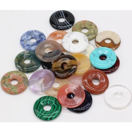 Natural Stone Semi-Hole Beads Semi-Precious Stone Round Agate Amethyst Topaz Loose Bead for Jewelry Making DIY Pendant Necklaces