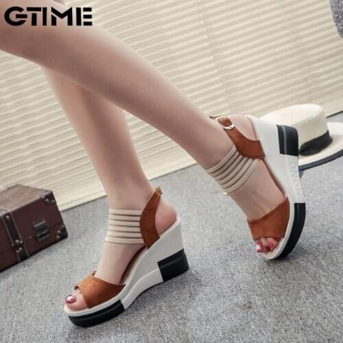 New Fashion Wedge Women Shoes Casual Belt Buckle High Heel Shoes Fish Mouth Sandals 2020 Luxury Sandal Women#SJPAE-395