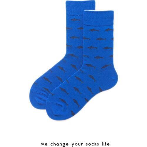 Charlie Campp 2018 New All Seasons Hot Cotton Dolphins Pattern Jacquard Series Hip-hop Mens Original Socks HY1007