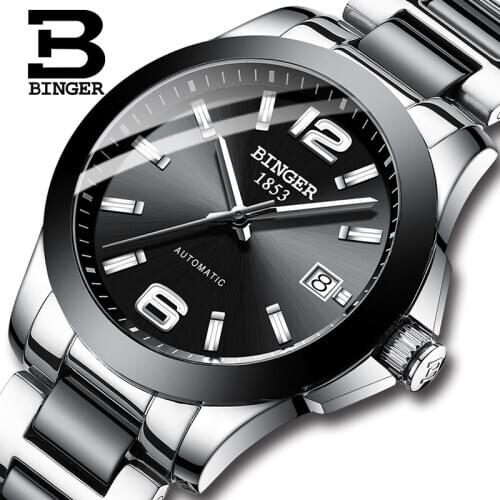New Luxury Brand Switzerland Male Wristwatches BINGER Mechanical Chronograph Ceramic Mens Watches waterproof clock B627-3