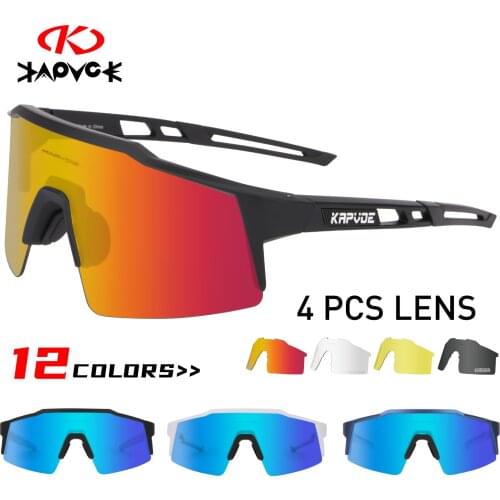 Kapvoe Cycling Glasses MTB Road Bike Sunglasses 4 Lens Polarized Cycling Eyewear Men /Women UV400 Mountain Bicycle Goggles