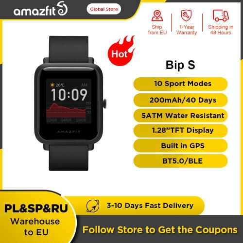 Original Amazfit Bip S Global Version Smartwatch 5ATM GPS GLONASS Bluetooth-compatible Smart Watch for android iOS Phone
