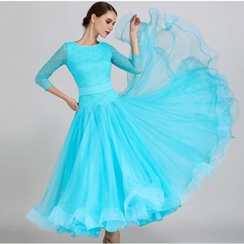 Blue ballroom dance competition dresses dance ballroom waltz dresses standard dance dress women ballroom dress fringe dance wear