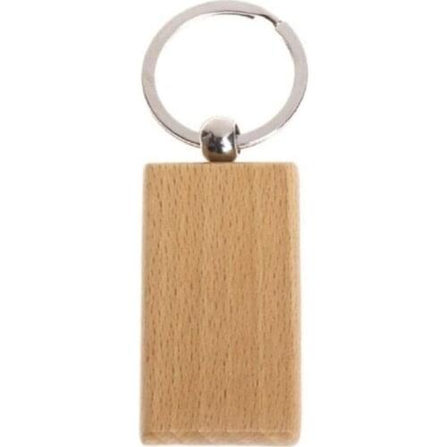 Blank Wooden Keychain Rectangular Engraving Key ID Can Be Engraved DIY Keyring Unfinished Wood for Crafts