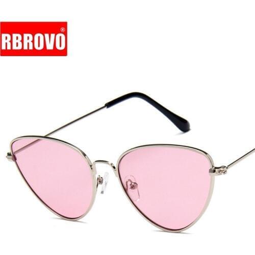 RBROVO 2021 Classic Triangle Sunglasses Women Brand Designer Small Frame Alloy Sunglasses Reflective Mirror UV400 Oculos De Sol