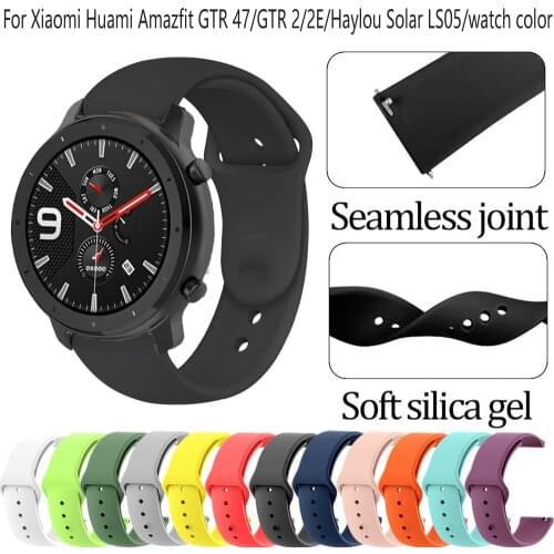 22mm Silicone Watch Band For Xiaomi Haylou Solar LS05 Sport Strap Bracelet Watchband for Amazfit GTR 47/GTR 2/2E/Stratos 3/2/2S
