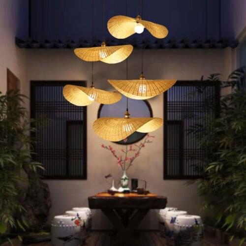 Retro Bamboo Chandelier Restaurant Hot Pot Clothing Store Chinese Garden Tea Room Personality Art Zen Lamps