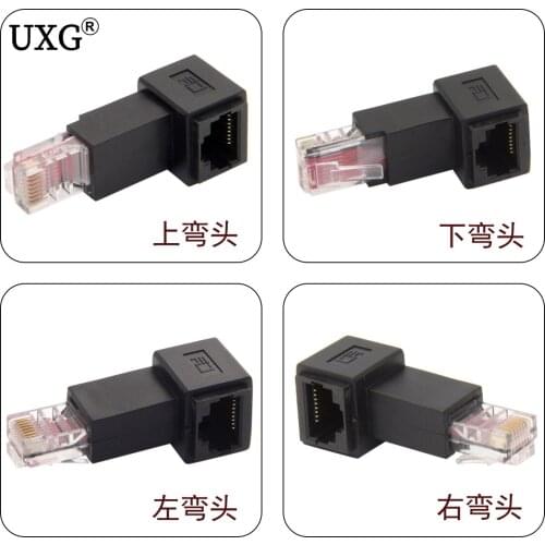 RJ45 Male To Female Converter 90 Degree Extension Adapter for Cat5 Cat6 LAN Ethernet Network Cable Connector Extender
