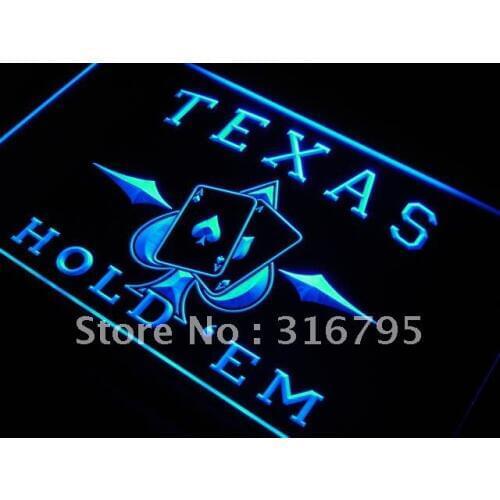 S217 Texas Hold'em Poker Casino LED Neon Light Light Signs On/Off Switch 20+ Colors 5 Sizes