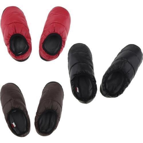 Slip on Duck Down Camping Slipper Unisex Winter Warm Non-slip Home Booties Waterproof Down Slipper