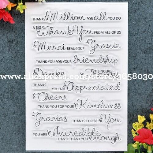 THANKS friendship Scrapbook DIY photo cards rubber stamp clear stamps transparent stamp 11x16cm 8101628