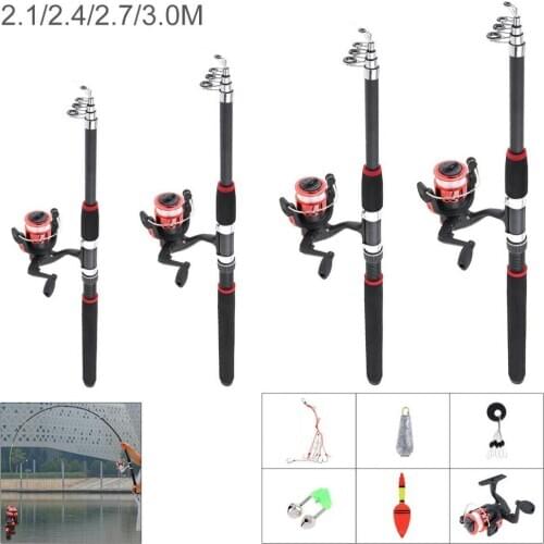 High Quality Fishing Rod and Reel Set Telescopic Spinning Fishing Rod and Reel Combos Full Kit Fishing Gear Pole Set