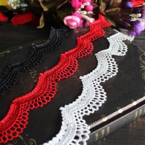 Bridal White/Red/Black water soluble lace trim ribbon for wedding dress DIY Promotion Sale