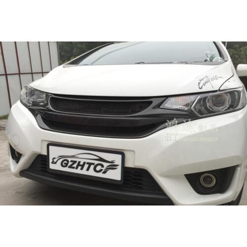 Carbon Fiber Chrome Car Front Bumper Mesh Grille Around Trim Racing Grills For Honda FIT JAZZ 2014 2015 2016 2017