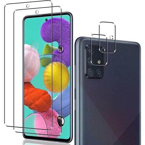 [2 Pack] Screen Protector [2 Pack] Camera Lens Protector HD Clear Tempered Glass For Samsung Galaxy A51 A71 5G A21S A11 S20 FE
