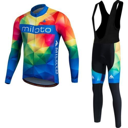 Mens Bicycle Long Sleeve Jersey Bib Pants Autumn Man Bike Jerseys Road Track Race Cut Aero Cycling Clothing Wear Ropa Ciclismo