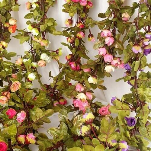 DIY Party Decoration Rose Flower Wisteria Vine Rattan Hanging Flower Garland For Wedding Party Home Garden Decoration