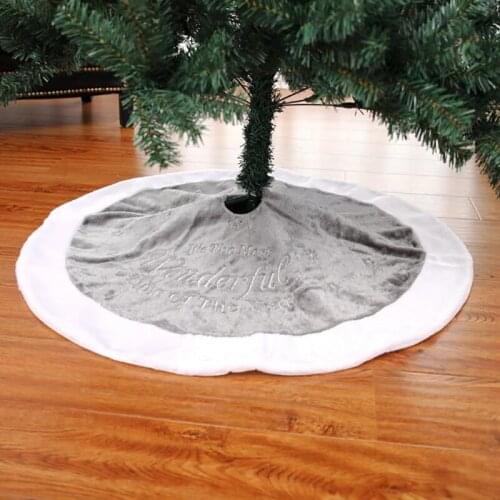 Embroidered Snowflake Christmas Tree Skirt Short Plush Christmas Tree Decoration New Year Home Decoration Tool
