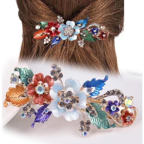 Cherry Blossom Flower Barrettes Comb Clips Crystal Rhinestone Pearls Hair Claws Pins Wedding Bridal Hair Accessories