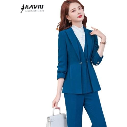 Female Suits High End Professioal Temperament 2021 New Fashion Formal Long Sleeve Slim Blazer And Pants Office Ladies Work Wear