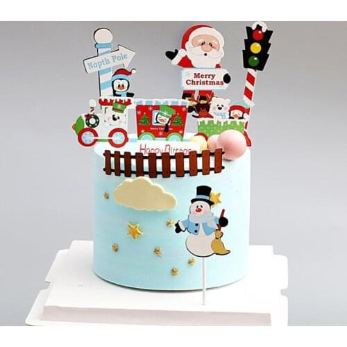1Pc Merry Christmas Cake Topper Party Dessert Table Dessert Dress Up Party Supplies Cake Topper For Cupcake Diy Party Decoration