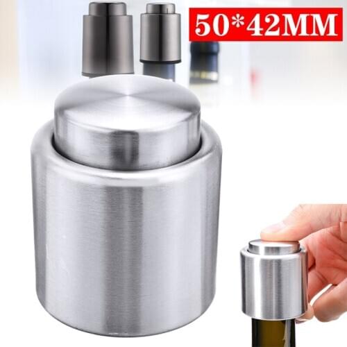 1pc Vacuum Wine Champagne Bottle Stopper Leakproof Stainless Steel Bottle Stopper Home Liquor Sealed Storage Bar Accessories