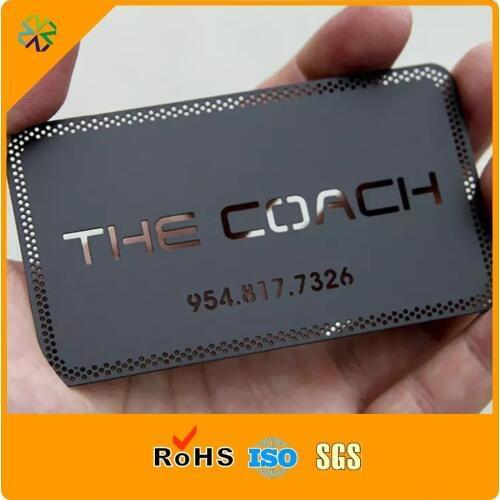 100pcs/lot)hole punched cutting through black stainless steel metal printing cards