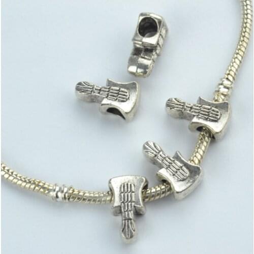 12 pcs alloy beads guitar charm tibetan silver diy beads for European bracelet jewelry making 1858