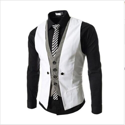 2015 Hot Sale Fashion Men Vest High quality Brand Mens Casual V-necked Mixed Colors men vests Slim Fit Vests 6 Color