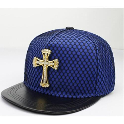 2021 Acrylic Metal Cross Baseball Cap Adjustable Hip-hop Cap Snapback Cap Hats for Men and Women