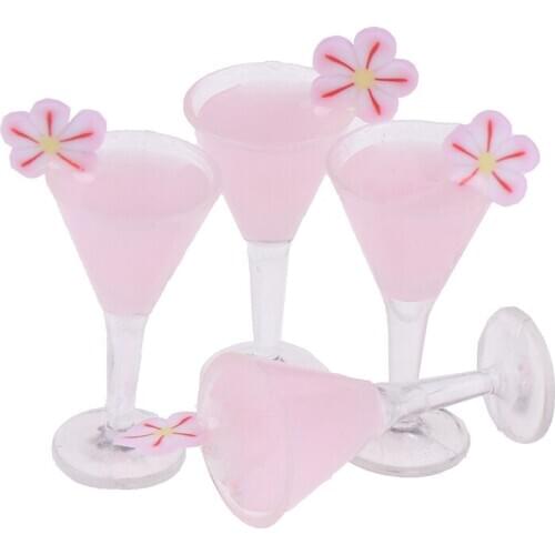 4Pcs 1/12 Dollhouse Miniature Cocktail Cup Drink Glass Model Toy Dollhouse Decor Diy Cute Furniture Toys