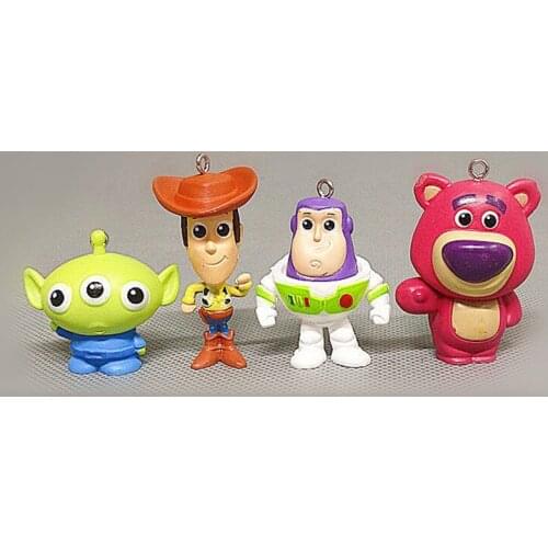 4Pcs/Set Disney Toy Story Figure PVC Woody Buzz Lightyear Jessie Keychain Dolls Backpack Decoration For Kids