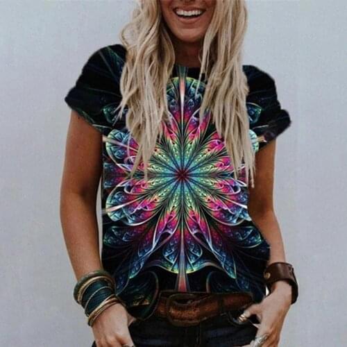 Blouse Print Breathable Summer Women Summer Round Neck Blouse for Daily Life Fashion T-Shirts Tees Tops Womens Clothing