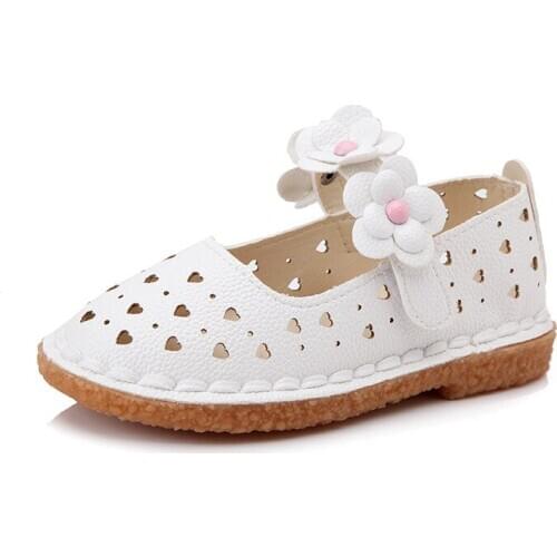 1-6 Years 2020 Fashion Flowers Hollow Out Baby Girl Leather Princess Wedding Shoes For Toddler Little Girl Party Dress Kids Shoe
