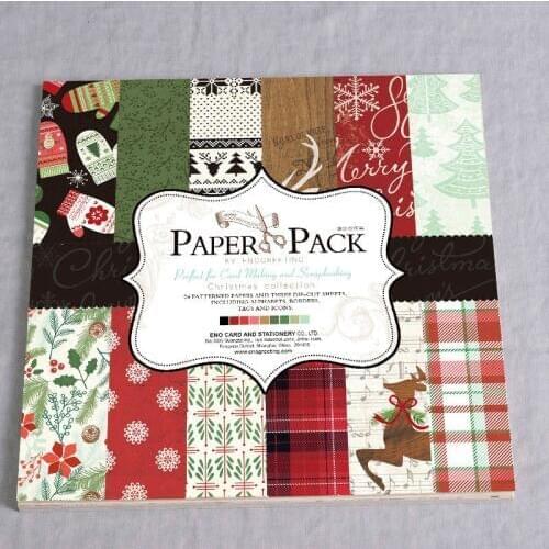 DIY Merry Christmas Happy Holiday Scrapbooking Paper Pack 24 Sheets Handmade Card Making Craft Paper Background Pad