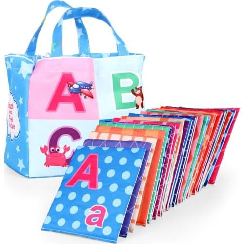 26Pcs/lot Flashcards Baby Cloth Book Early Learning Language Educational Soft Alphabet Cards Washable English Reading Books Toys