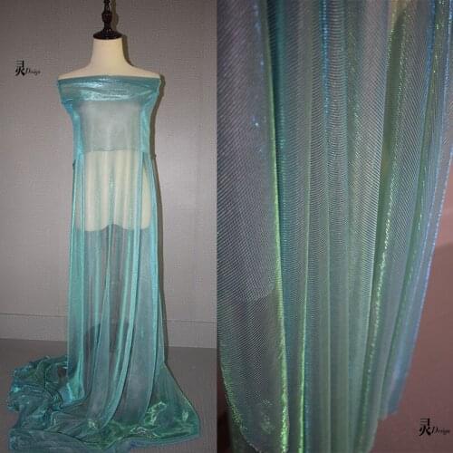Gradient mesh hollow blue magic laser clothing dress mesh fabric