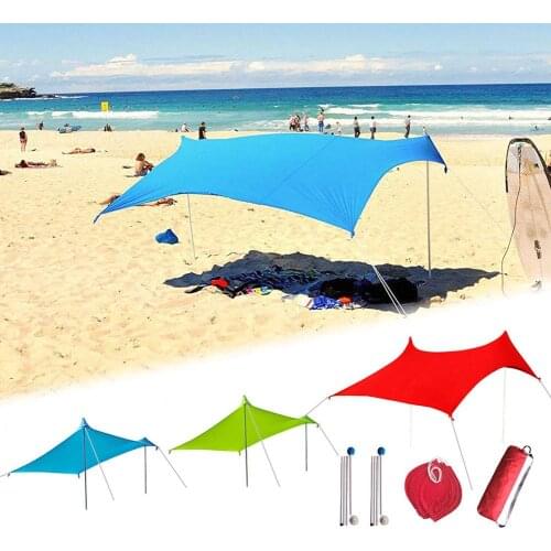 Camping Beach Sunshade Lightweight Family Sun Shade Tent Portable UPF50+ UV Canopy With Sandbag Anchors 4 Free Pegs