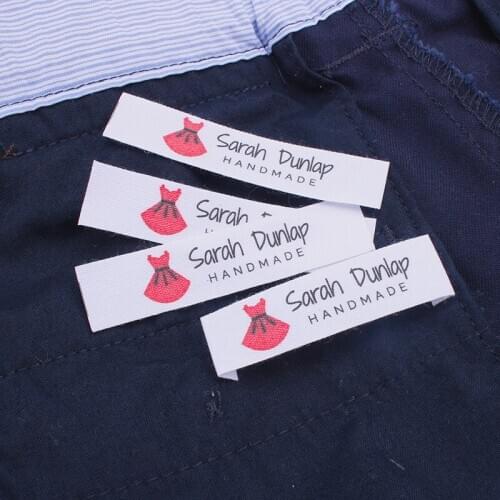 MD0443) Custom Clothing Labels, Personalized Brand, Cotton Collapse label, Logo or Text , skirt (MD443)