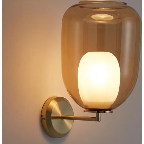 Minimalist Luxury Glass Wall Lamp Led E27 Modern Wall Sconces Living Room Bedroom Bedside Restaurant Study Hotel Corridor Aisle