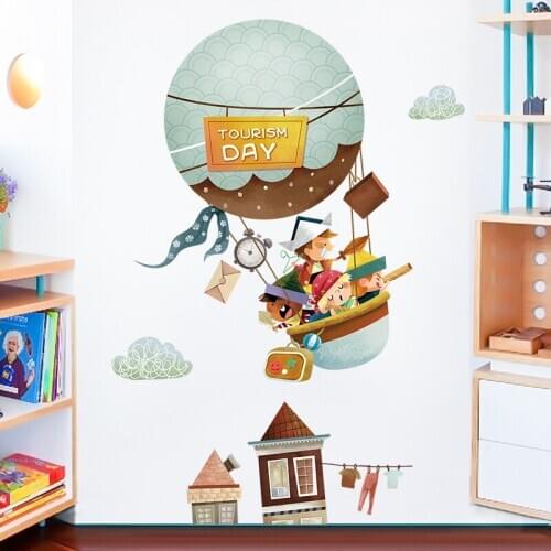 Cartoon Balloon Wall Sticker Baby Nursery Kids Room Decor Aesthetic Boy Girl Bedroom Wall Decor PVC Wallstickers Wallpaper Art
